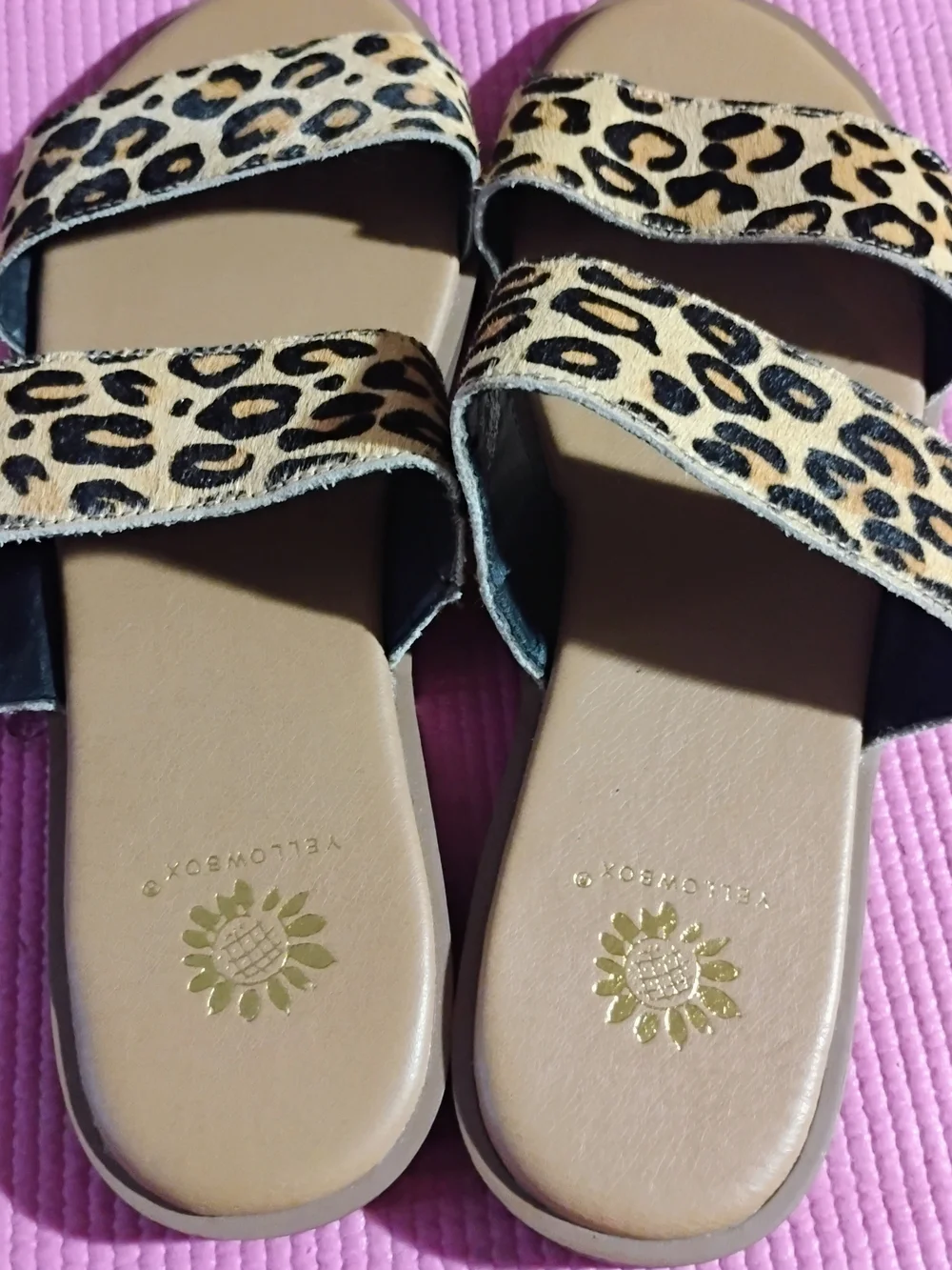Yellow Box Leopard Print Double-Strap Slide Sandals - Tan/Black - Picture 2 of 10